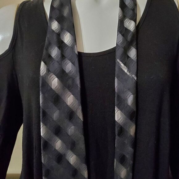Palatina Black & Gray Silk Tie - Picture 2 of 5